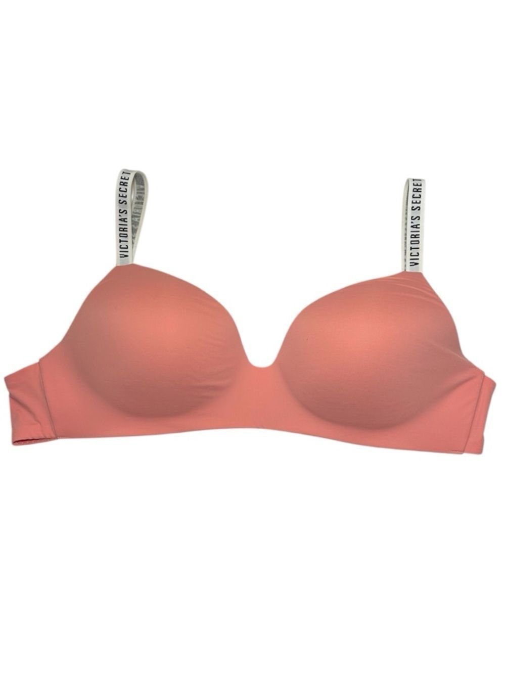 Victoria's Secret Coral T-Shirt lined Bra 34DD Logo Straps